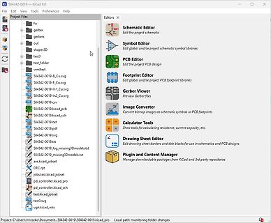 KiCad Job Control Fenster mit ZIP-Archivinhalt
