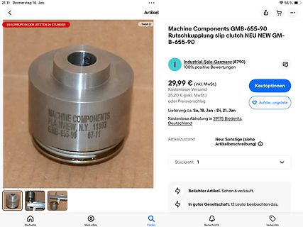 eBay-Produktseite für eine Rutschkupplung