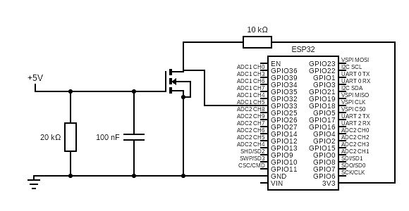Schaltplan mit ESP32 und MOSFET-Schaltung