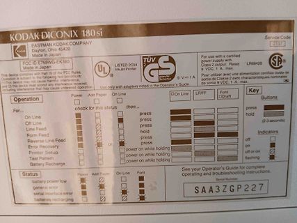 Rückseite eines Kodak Diconix 180 si Druckers