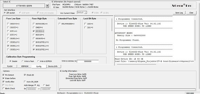 Softwareoberfläche eines Xecoo Pro Programmiergeräts