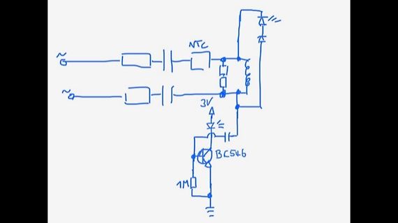 Handgezeichneter Schaltplan mit Transformator und Transistor