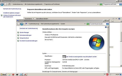 Windows 7 Systemsteuerung Informationen