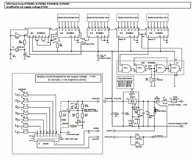 Schaltplan für VFD-Uhr mit 12V Bordspannung