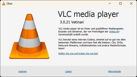 VLC media player Info-Fenster