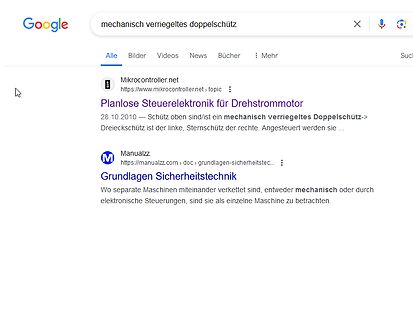 Google Suchergebnisse zu mechanisch verriegelten Doppelschütz
