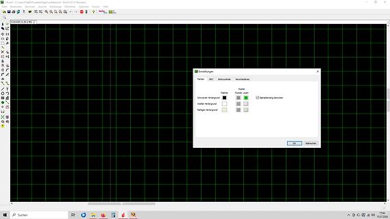 Einstellungen Fenster in EAGLE Software