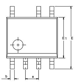 Technische Zeichnung eines Bauteilgehäuses mit Maßangaben