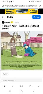 Meme mit Comic über feministische Ameisen