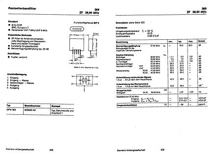 Datenblatt eines Restseitenbandfilters