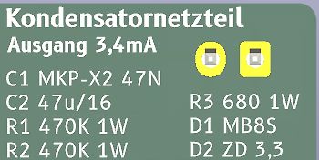 Bauteilliste eines Kondensatornetzteils