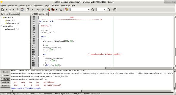 C-Quellcode in einem Editor