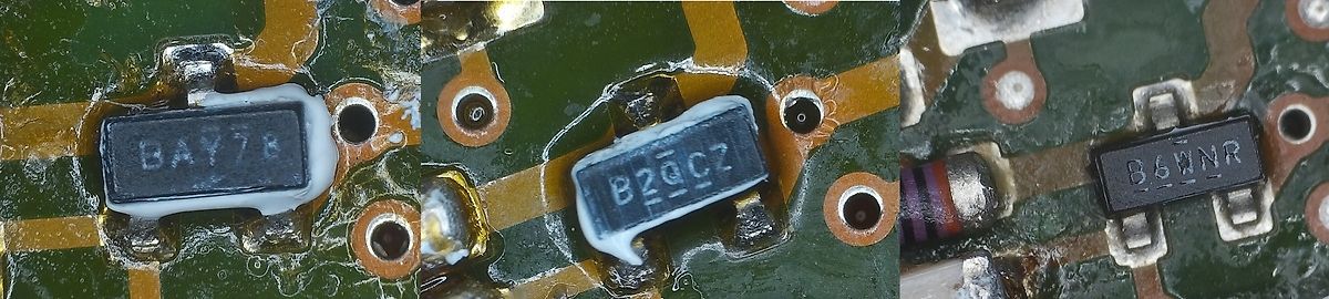 Nahaufnahme von SMD-Bauteilen auf einer Leiterplatte