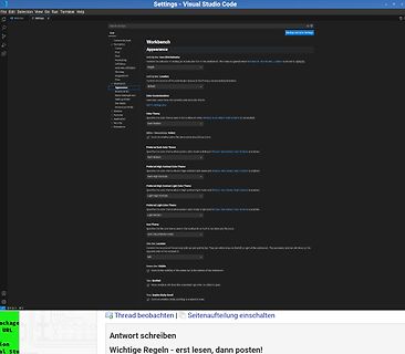 Einstellungen in Visual Studio Code