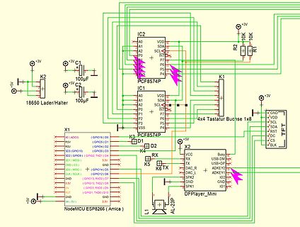 Schaltplan mit NodeMCU ESP8266 und PCF8574 I/O Expander