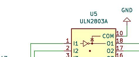Schaltplan-Ausschnitt eines ULN2803A Darlington-Arrays