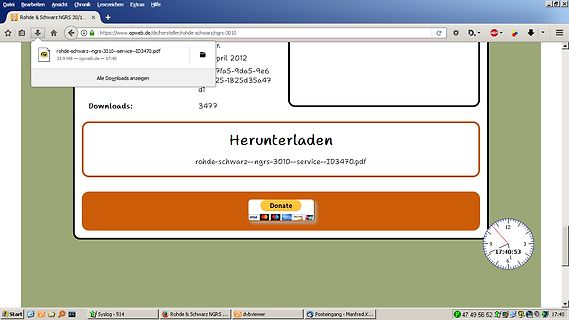 Screenshot einer Website mit Download-Link