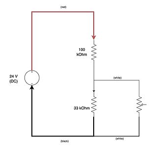 Elektrischer Schaltplan mit Widerständen und Spannungsquelle
