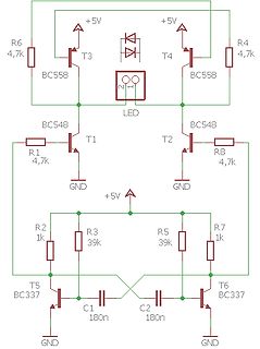 Schaltplan einer LED-Schaltung mit Transistoren