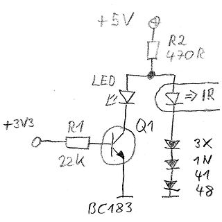 Handgezeichneter Schaltplan mit Transistor und LEDs