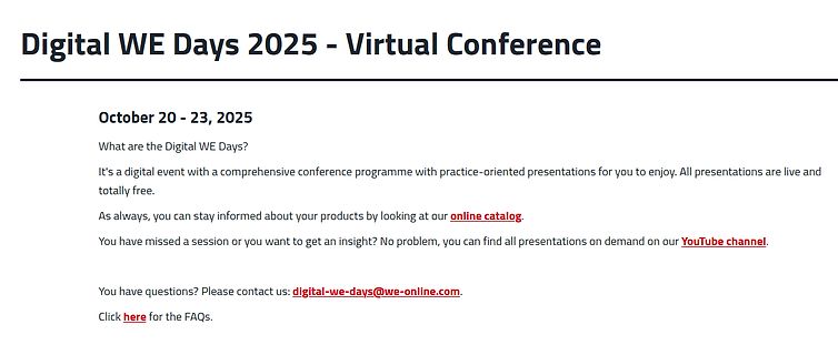 Ankündigung der Digital WE Days 2025 Virtual Conference