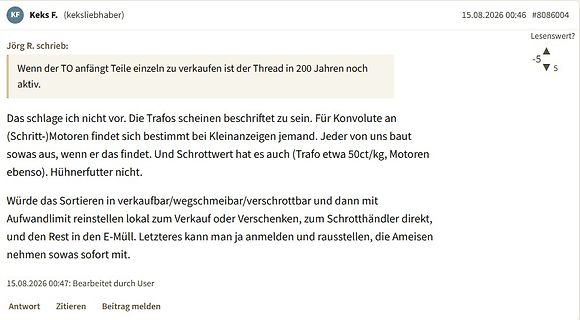 Screenshot eines Forenbeitrags
