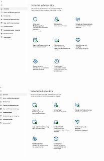 Zwei Screenshots einer Sicherheitsübersicht in deutscher Sprache