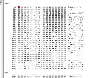 Hexadezimaler Speicherinhalt eines Programmbereichs