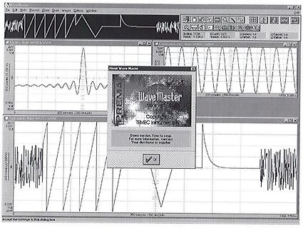 Screenshot der Wave Master Software mit Oszillogrammen