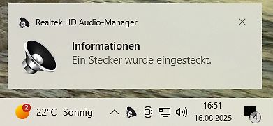 Windows Benachrichtigung Realtek HD Audio-Manager