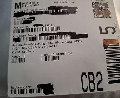 Mouser Electronics Versandetikett
