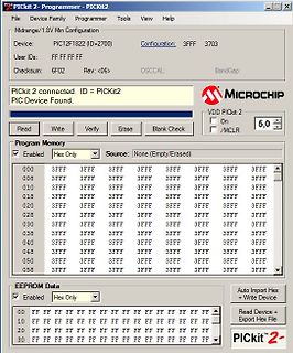 Screenshot der PICkit 2 Programmier-Software