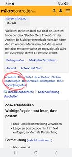 Screenshot eines Forenbeitrags auf mikrocontroller.net