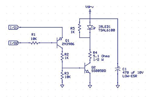 Schaltplan mit Transistoren und IR-LED