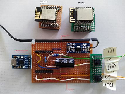 Aufbau mit ESP-12 Modulen und Lochrasterplatine