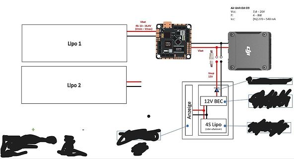 Blockschaltbild einer Stromversorgung für DJI Air Unit O3