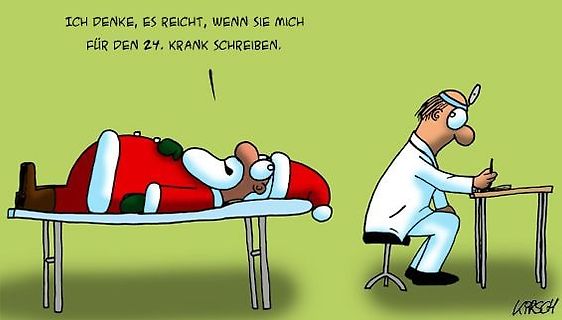 Comic über Weihnachtsmann beim Arzt