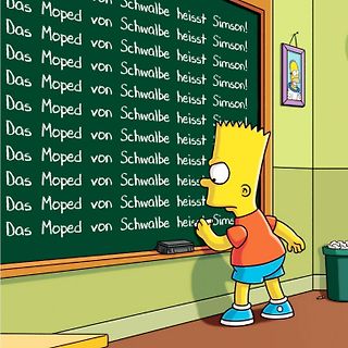 Bart Simpson schreibt an einer Tafel