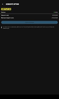 Screenshot einer Mobilfunk-Optionen-Übersicht