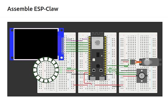 Wokwi Simulation eines ESP-Claw Aufbaus