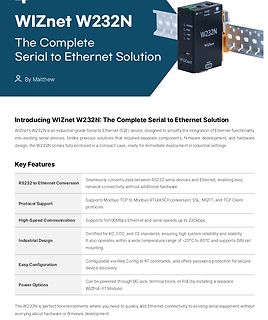 Produktvorstellung WIZnet W232N Serial to Ethernet Solution