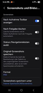 Einstellungen für Screenshots auf einem Smartphone