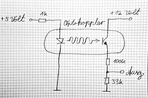 Handgezeichneter Schaltplan mit Optokoppler