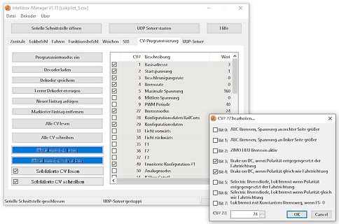 Screenshot der Software Intellibox-Manager