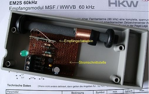 Empfangsmodul MSF / WWVB 60 kHz mit Ferritantenne