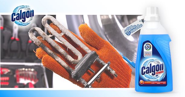 Verkalktes Heizelement und Calgon Waschmaschinenreiniger