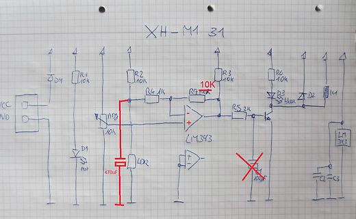 Handgezeichneter Schaltplan auf Karopapier