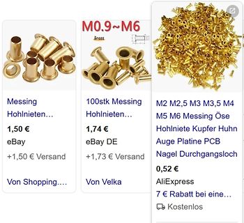 Suchergebnisse für Messing Hohlnieten auf eBay und AliExpress