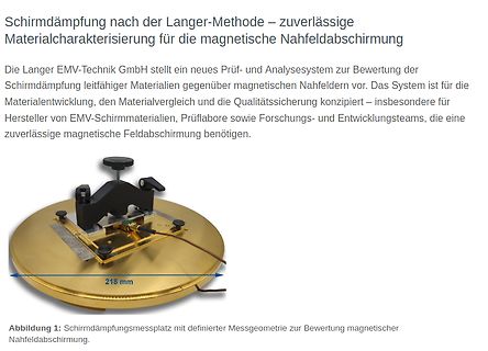Messplatz zur Bewertung magnetischer Nahfeldabschirmung