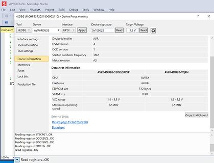 Microchip Studio Device Programming Fenster